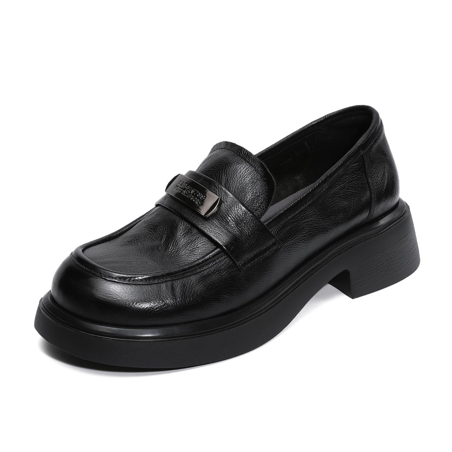 Johnature Genuine Leather Women s Shoes Soft Soled Loafers British Style Thick Soled Slip-on Shoes 35 7239₽