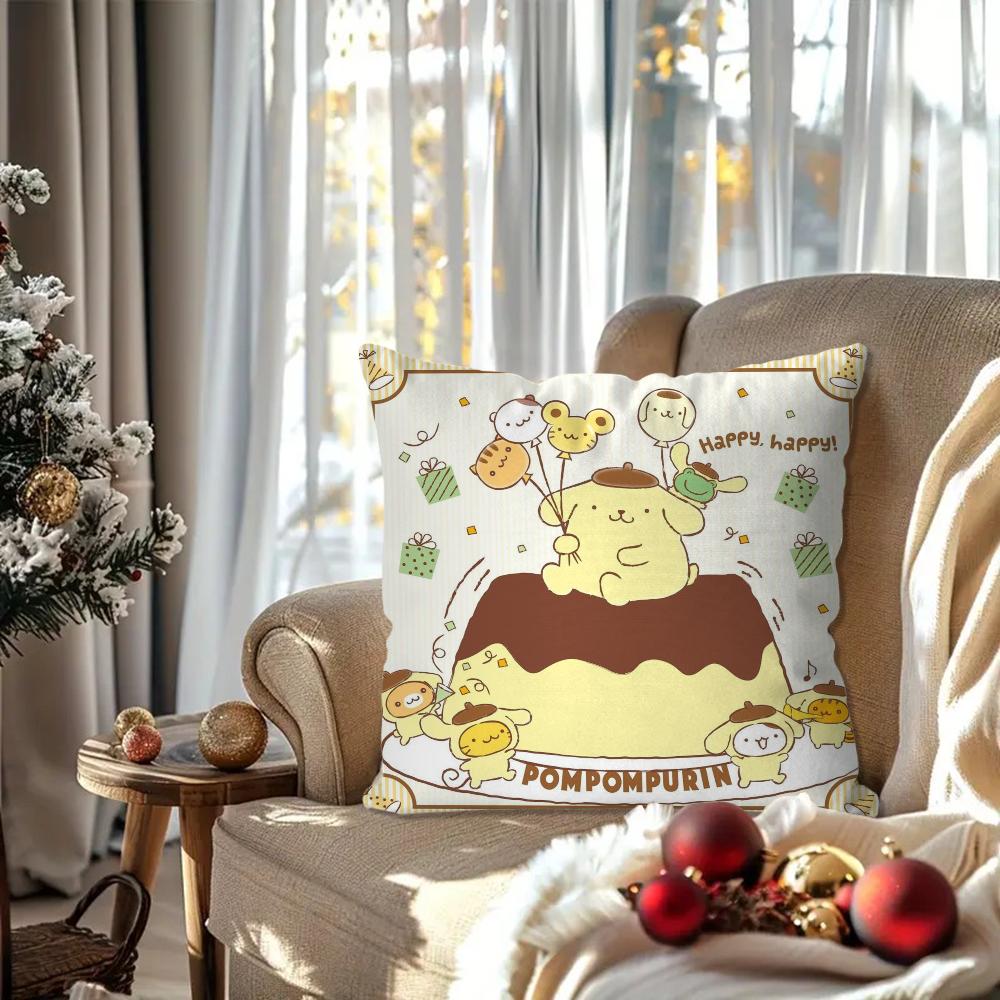 

Pom Pom Purin Cartoon Animation Pillow Case Square Pillow Bedroom Sofa Leisure Comfort Cushion Living Room Home Decoration 40X40 16x16Inch