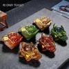 Retro Golden Toad Statue Resin Color Changing Tea Pet Lucky Tea Figurine Ornaments Can Raise Tea Set Decoration Accessories Gift