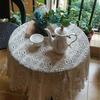 Pastoral Handmade Crochet Square Cotton Tablecloth Bedroom Balcony Corridor Tea Party Round Table Piano Cover Cloth Tapete Nappe