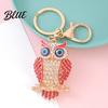 Decorative Owl Keychain Pendant 3D Cartoon Design Sparkling Rhinestones Inlaid