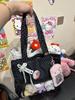 Polka Dot Anime Ita Bag: Large Capacity Canvas Tote with Versatile Shoulder Strap - Korean Style