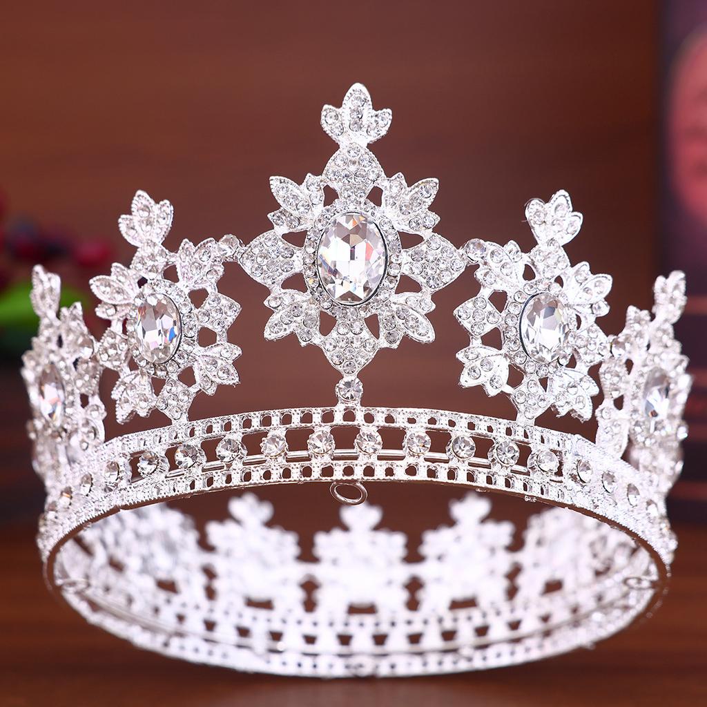 European and American Bride Crown Headwear High End Alloy Rhinestone Crown Hair Accessory  Miss World Beauty Pageant Hair Band Accessory
