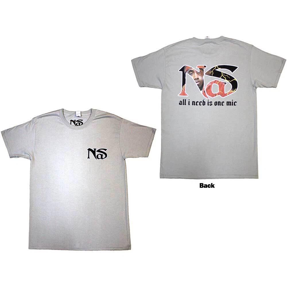 Nas Unisex T-Shirt: One Mic (Back Print) (Large) XL