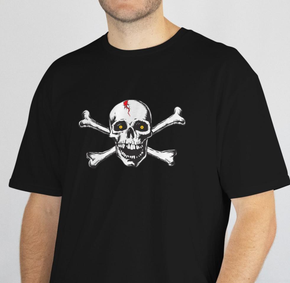 Skull with blood and yellow eyes,, front design,, black small S разноцветный