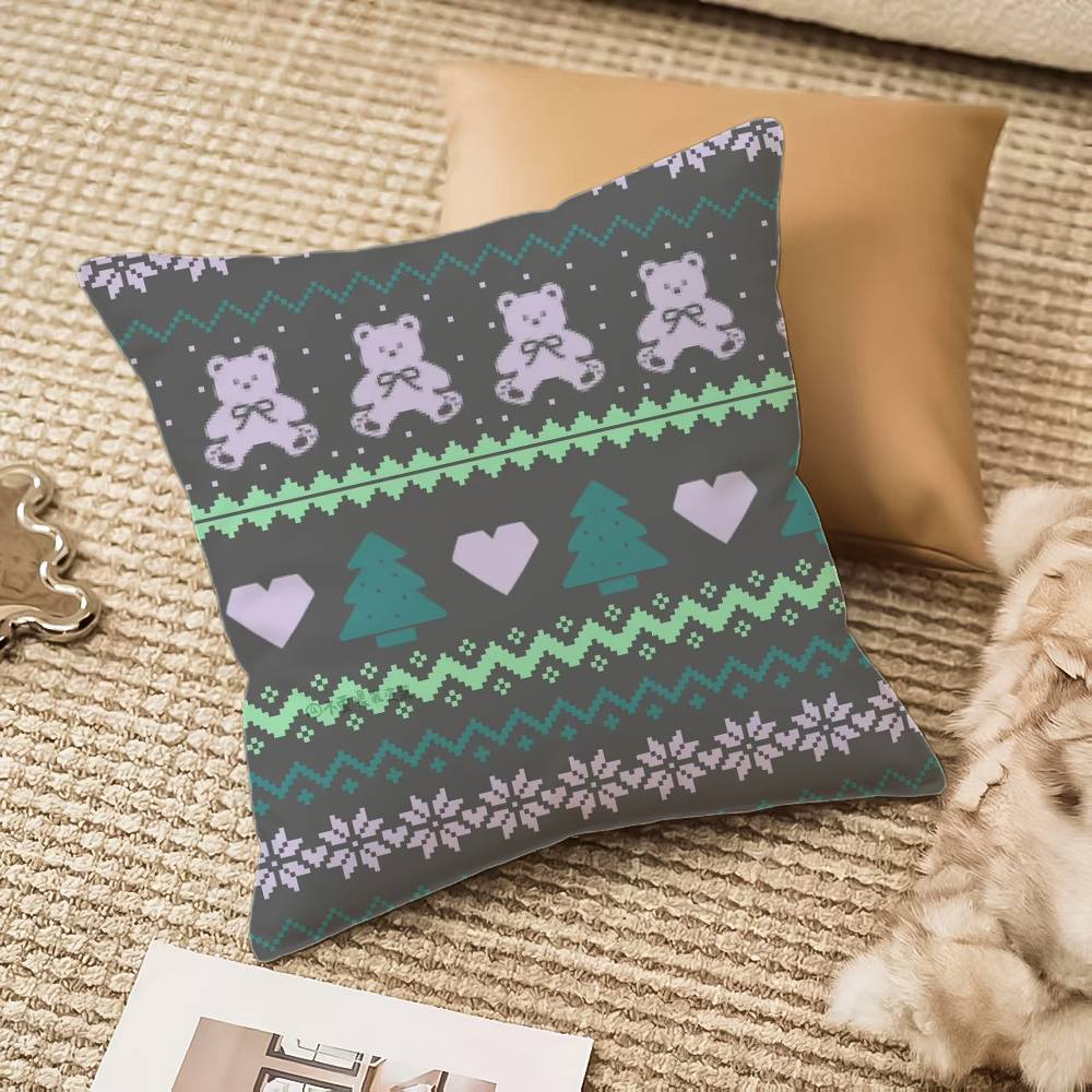 Christmas Spirit Pillow Case Anti-dustmite Invisible Zipper Sofa Bed
