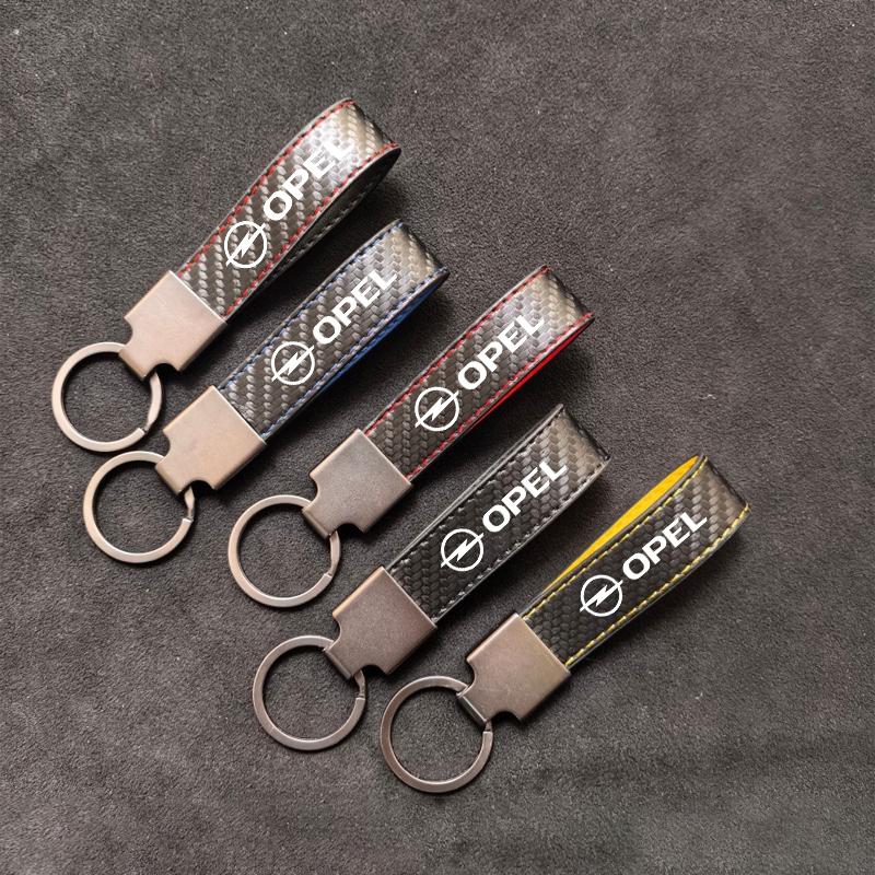 Carbon Fiber Car Keyring Keychain Luxury Leather Key Chain Pendant For Opel Antara Astra Insigni Mokka Corsa Mokka Vectra Opc