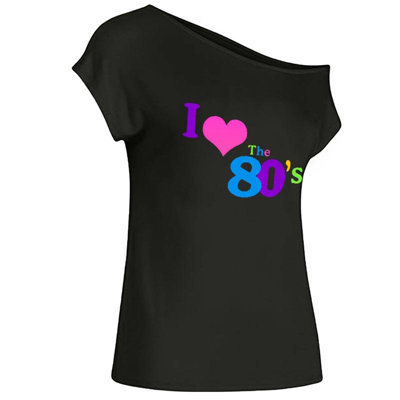 Sexy '80s Off-Shoulder Retro Party Short-Sleeve Women's T-shirt