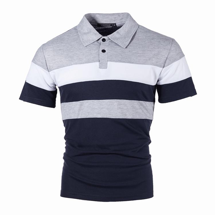 Men's Short-sleeved Three-striped Color Blocking Fashion Men's Lapel Short-sleeved T-shirt