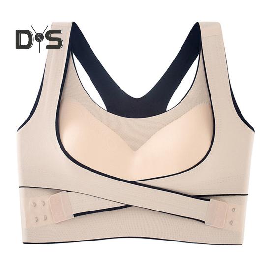 Damen-Sport-BH mit stoßfester Rückenkorrektur, elastischer Push-Up-BH mit Kreuzgurtverschluss, weich, atmungsaktiv, gepolstert, bügellos, Übergröße