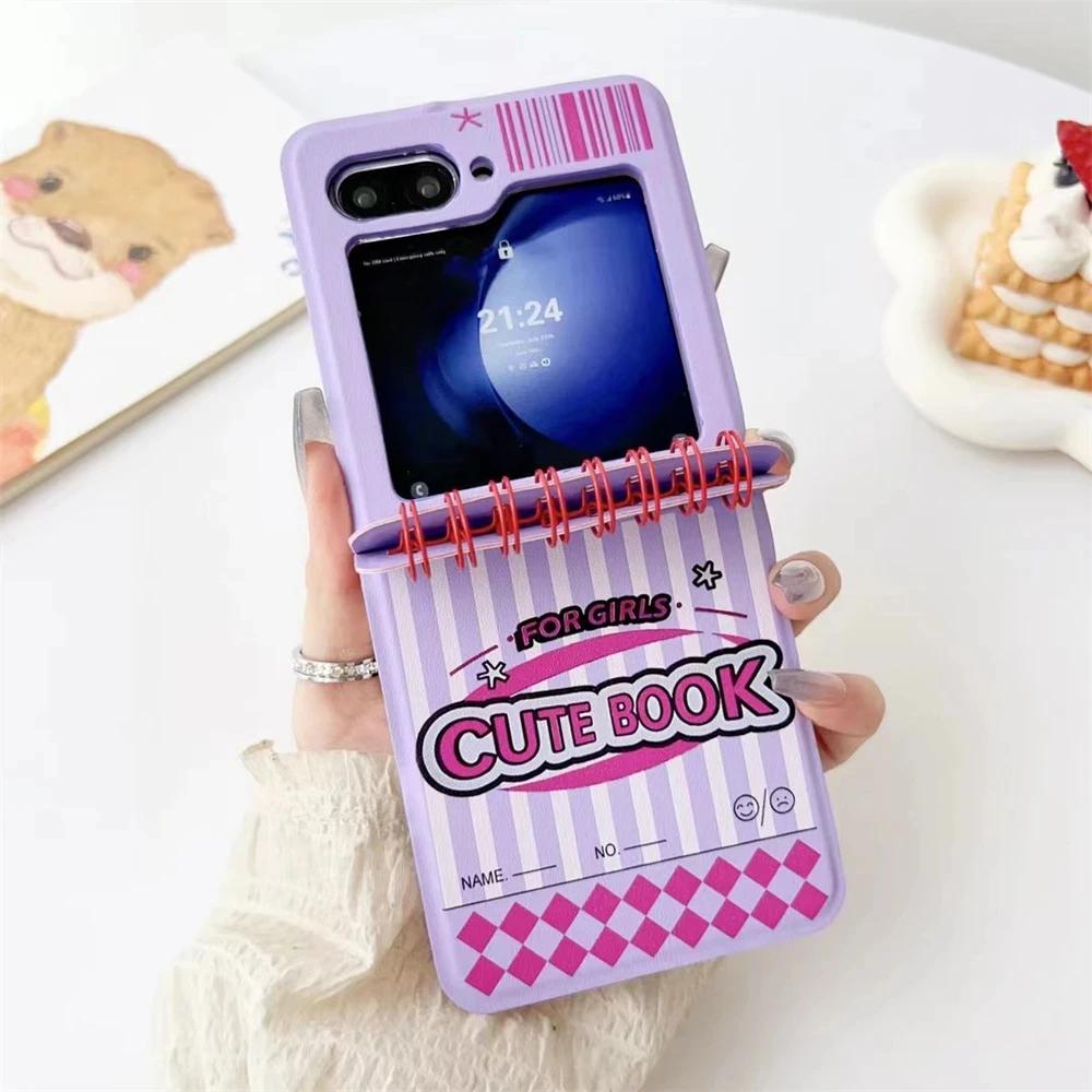 Koreaanse Leuke Cartoon Notitieboek Stijl Telefoonhoesje Voor Samsung Galaxy Z Flip 6/5/4/3 Voor Motorola Razr 60 50ultra Razr 40ultra For Galaxy Z Flip 4