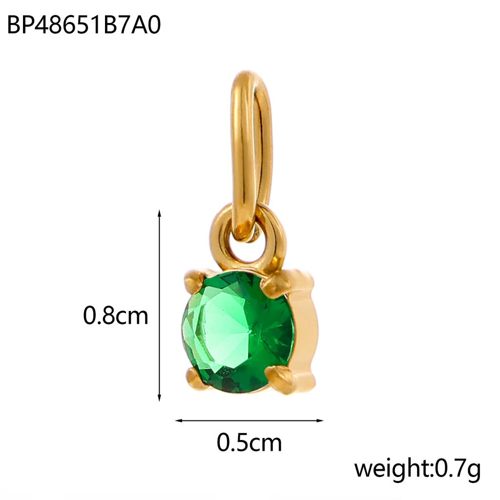 CARLIDANA Good Quality Long Lasting Color Retention Stainless Steel Gold-Plated Colorful Inlaid Transparent Zircon Pendant Charm