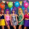 Party Accessory Foil Tinsel Wigs for Adults Fancy Dress Shiny Wig Glow Metallic Masquerade Disco Hat Photo Booth Prop Cosplay Supplies Long-Lasting