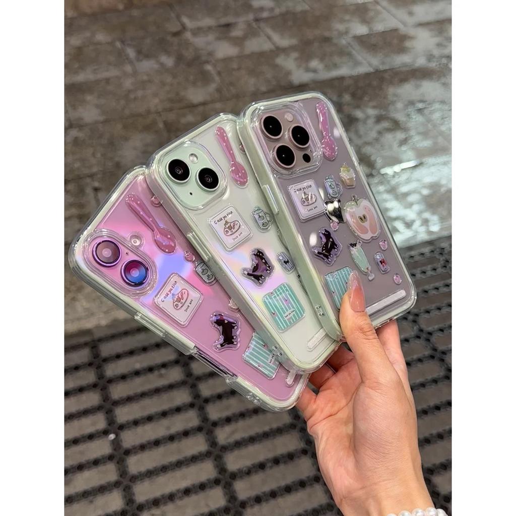 DIY Epoxy Sticker Snowman for Apple iPhone 17 Pink Bear 16 Mobile Phone Case 14 2-in-1 15 Color Edge 13