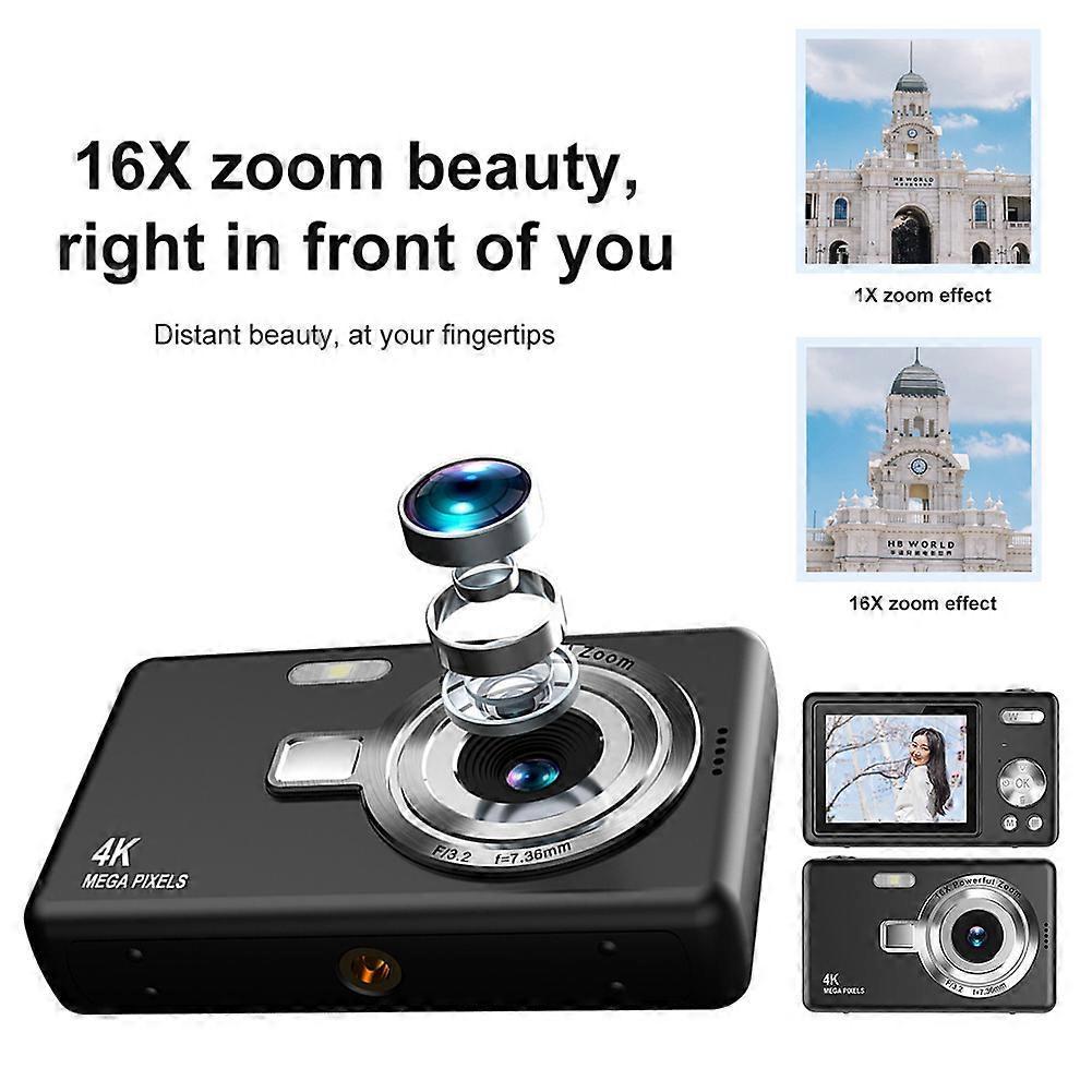 Beginner Friendly 4k Digital Camera 16X Zoom Small Photography Camera Birthday Present