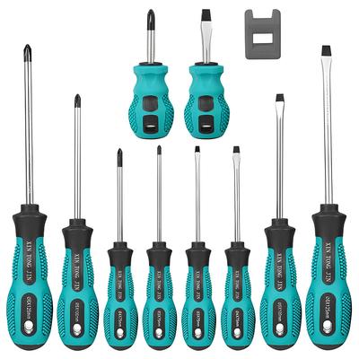 10 Stück Magnetischer Schraubendreher-Satz Robuster Manueller Schraubendreher Ergonomischer Kreuzschlitzschraubendreher Metrischer Schlitzschraubendreher