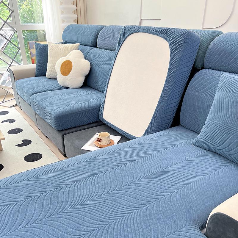 

Однотонний жаккардовий водонепроникний чохол на диван: Захист від ковзання та бруду 4-seater XL: W65-85cm L165-200cm H5-20cm