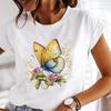(Asian Size)  Tee Top Lovely Butterfly Style Trend Short Sleeve T Shirt Women Clothing Casual Fashion Print Lady Female Graphic T-shirts