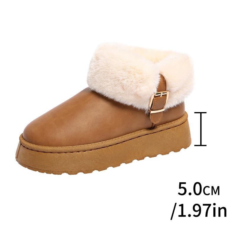 New Large-sized Snow Boots for Women, Short-top, Thick-soled, Warm and Thickened Cotton Shoes