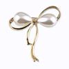 Vintage Gold Baroque Bowknot Pearl Brooch Pin Pearl Woman Party Retro Corsage Brooches Accessories