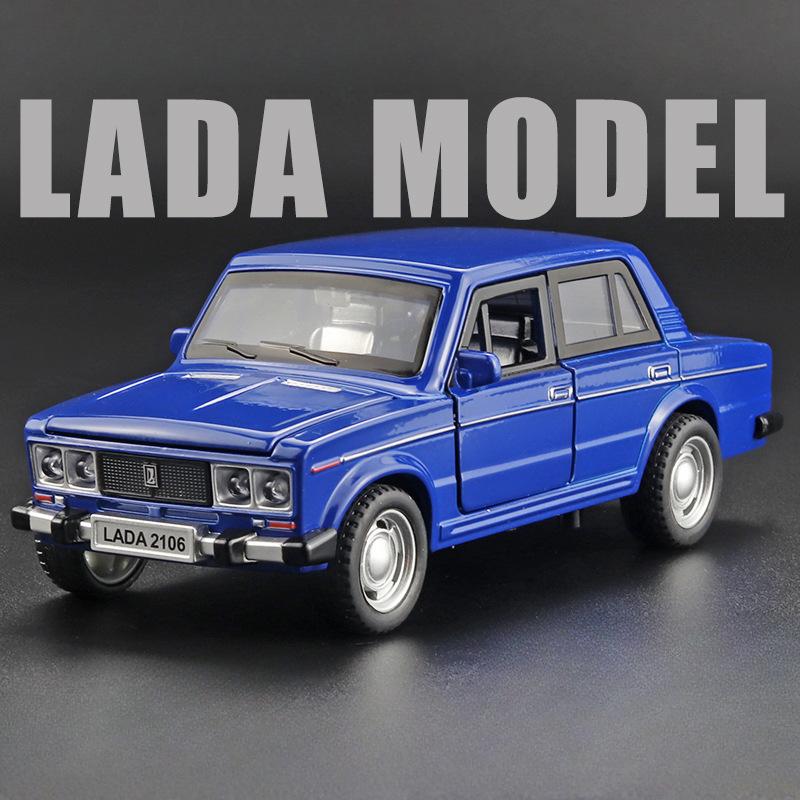1:32er Maßstab Lada 2106 Auto Legierungsmodell Spielzeug Türen zu öffnen Sound Licht Diecast Metall Fahrzeugmodelle Vintage Sammlerstücke Spielzeug Geschenke