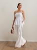 Spring and Summer New White Casual Off-shoulder Top, Trousers Fashion Suit, European and American Tube Top, Simple Commuter Women's Clothing