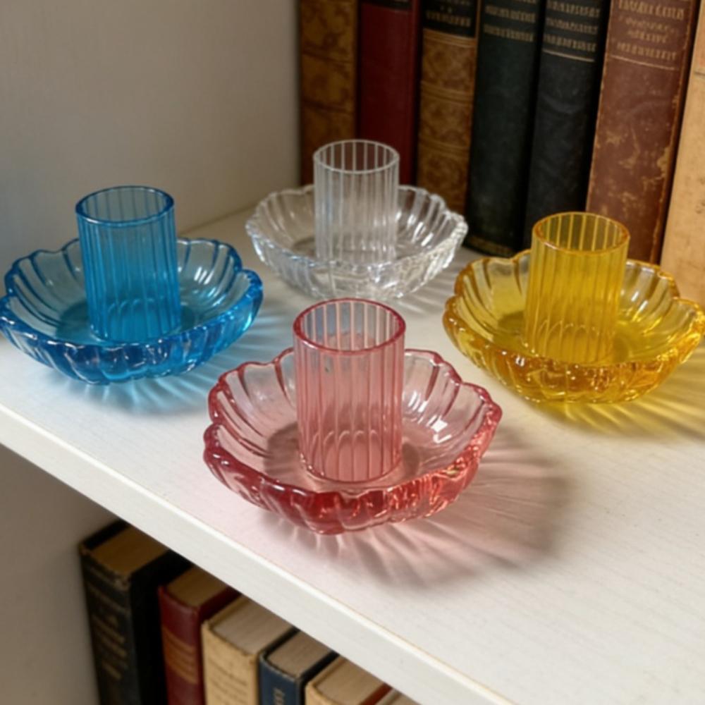 

4PCS Glass Candlestick Stick Candle Holder Romantic Dining Table Candle Holder Wedding Tea Party Decor Home Decoration