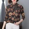 Clearance: Fashionable High-Neck Printed Long Sleeve Top for Middle-Aged and Elderly Women, Plus Size Slim Fit