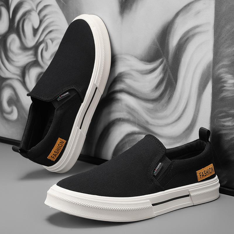 Pohodlné a prodyšné plátěné boty s kulatou špičkou, ležérní, pro každodenní nošení, módní trend, krytí chodidla, jednobarevné, platforma, pánské plátěné boty