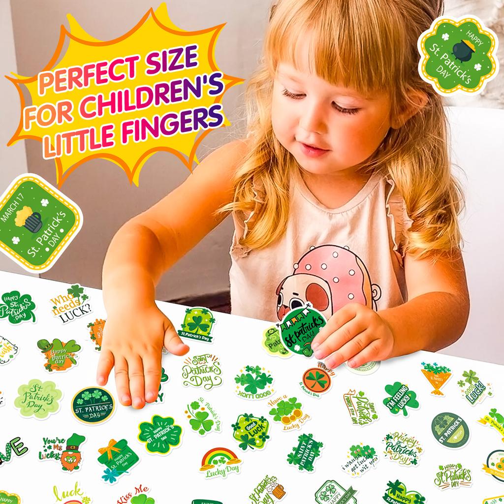 50Pcs St Patrick's Stickers - Lucky Shamrock Vinyl Decals for DIY Crafts & Decor (5x4.9cm)