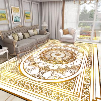 Tapis de salon grand luxe style européen décoration de chambre à coucher tapis de table basse dorée tapis doux lavable pour chambre à coucher Alfombra