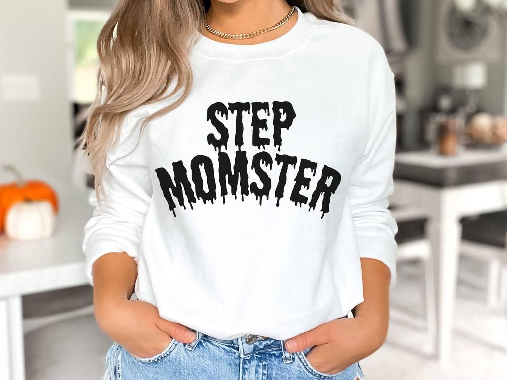 Halloween Stepmother Gift: Solid Color Round Neck Sweatshirt - Fashionable, Personality-Driven, Casual Style