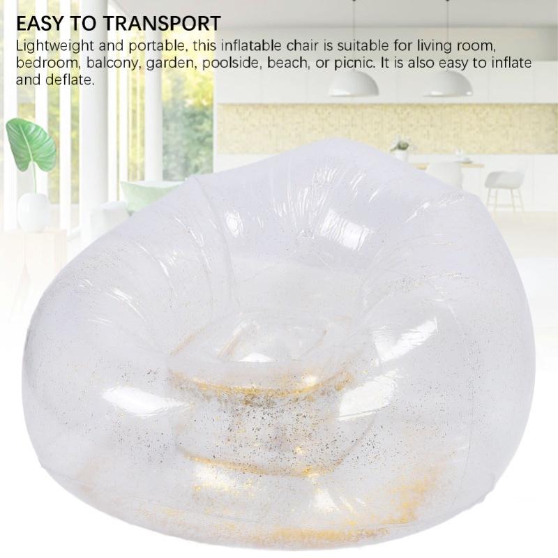 Inflatable Chair Comfortable Relaxing Transparent Ergonomic Space Saving PVC Blow Up Couch Chair