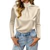 Elegant And Stylish Color Turtleneck Pleated Shirt For Women