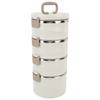 3.3L 4 Tier Insulated Lunch Box 304 Stainless Steel Food Container Round Stackable Bento Box with 2 Integral Fork Spoon
