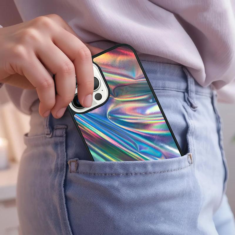 Holographic Iridescent Phone Case For iPhone 17 Air 15 16e 14 13 Pro Max Coque 12 11 Pro Max PLUS cover
