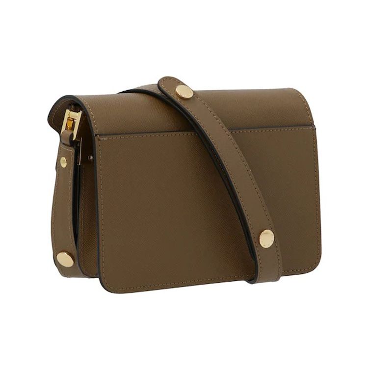 Marni Solid Color Minimalist Calfskin Crossbody Shoulder Bag Women bags Brown SBMPS01NO1-LV520-ZM28N