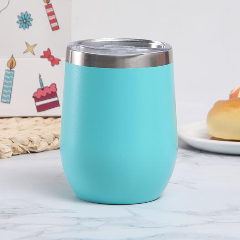 

Чашка из яичной скорлупы, U-образная чашка из нержавеющей стали, двойная вакуумная пузатая чашка для красного вина, подарок 12oz синий