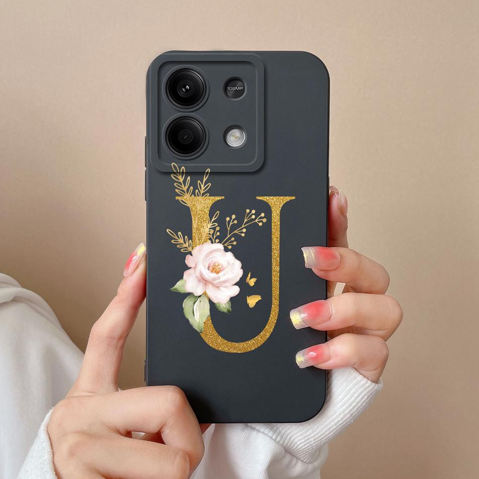 Phone Case For Redmi Note 13 Pro 4G 5G Elegant Letter Soft Liquid Silicone Full Coverage Protector For Redmi Note13 13Pro Fundas