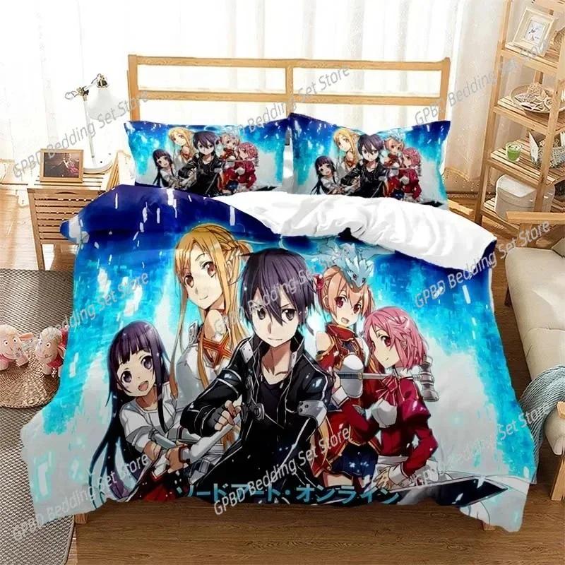 Cartoon Asuna Sword Art Online Bedding Set Single Twin Double Queen King Cal King Size Bed Linen Set