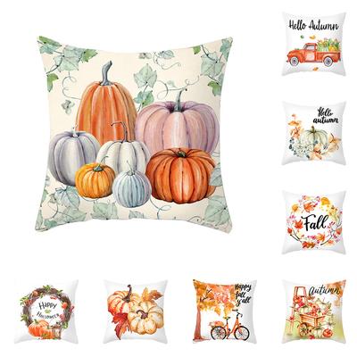 Halloween Pumpkin Print Cushion Cover for Home Living Room Sofa Decoration Square Polyester Pillowcase 45 * 45CM