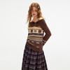 unifree Retro Jacquard Off-Shoulder Knit Top