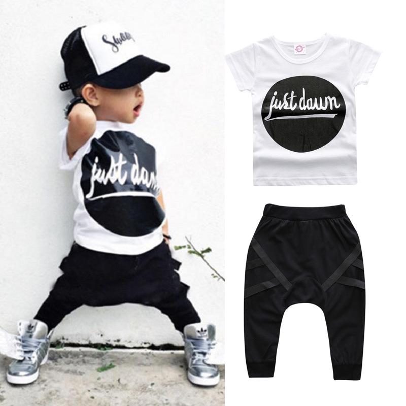 Spring & Summer INS Style Baby & Kids Short Sleeve Printed T-Shirt and Pants Set