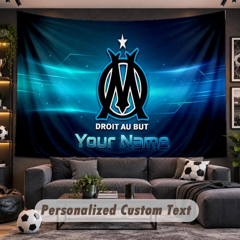 Wall Hanging Tapestry Custom NameOlympique Marseille FC Pattern Personalized Printed Fabric Wall Decor