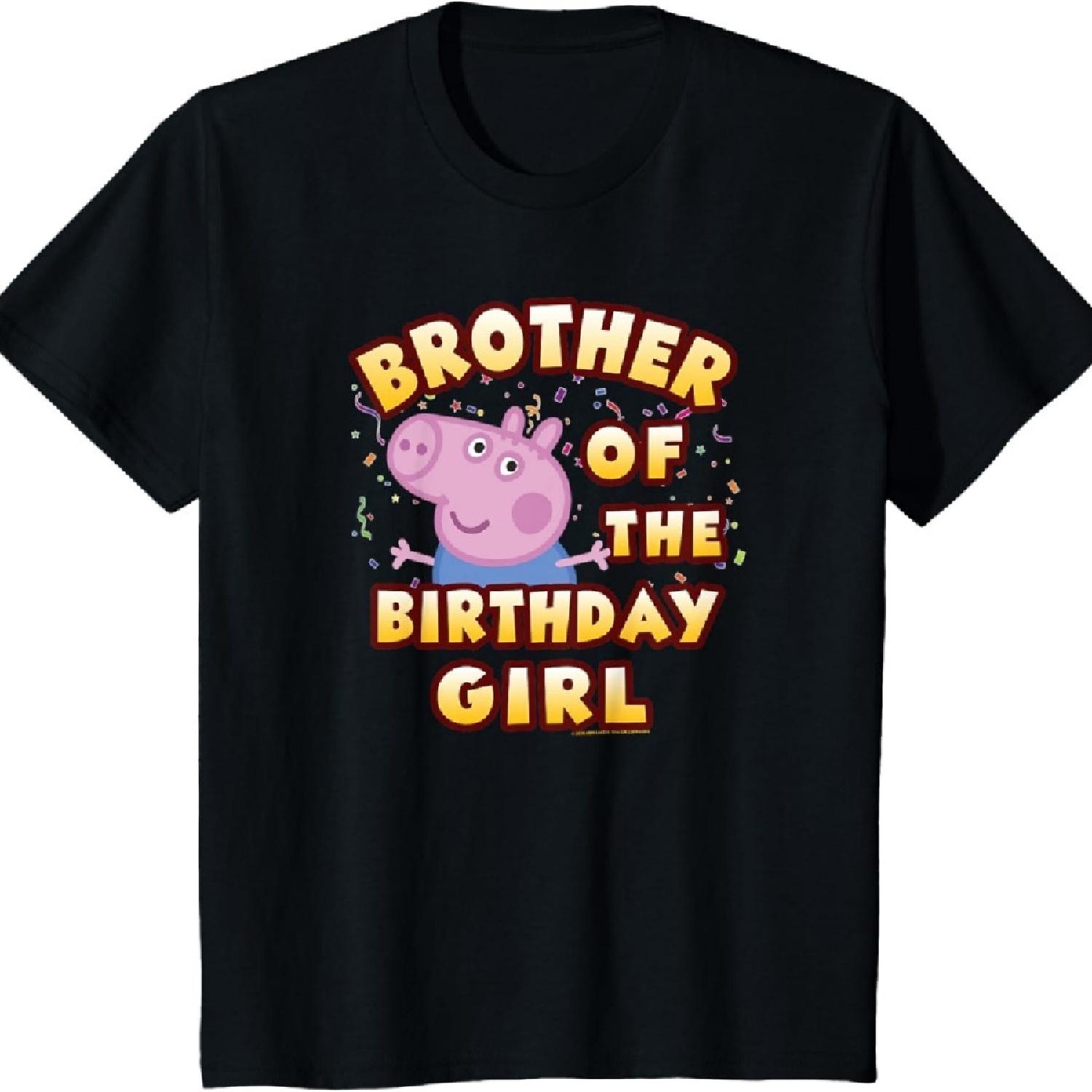 

Детская футболка на день рождения Пеппы Пиг Джорджа Пига Брат девочки XXXXXL чёрный