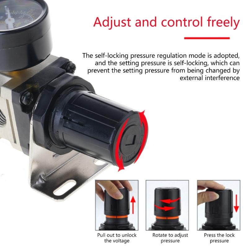 1/4 Zoll Luftkompressor Wasserabscheider & Druckregler mit Manometern Manuelle Ablassventile & Montagehalterungen Upgrades