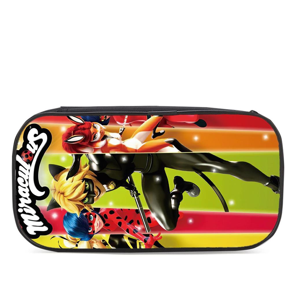 Miraculous Anime 3D Print Waterproof Oxford Cloth Multi-Layer Pencil Case for Kids