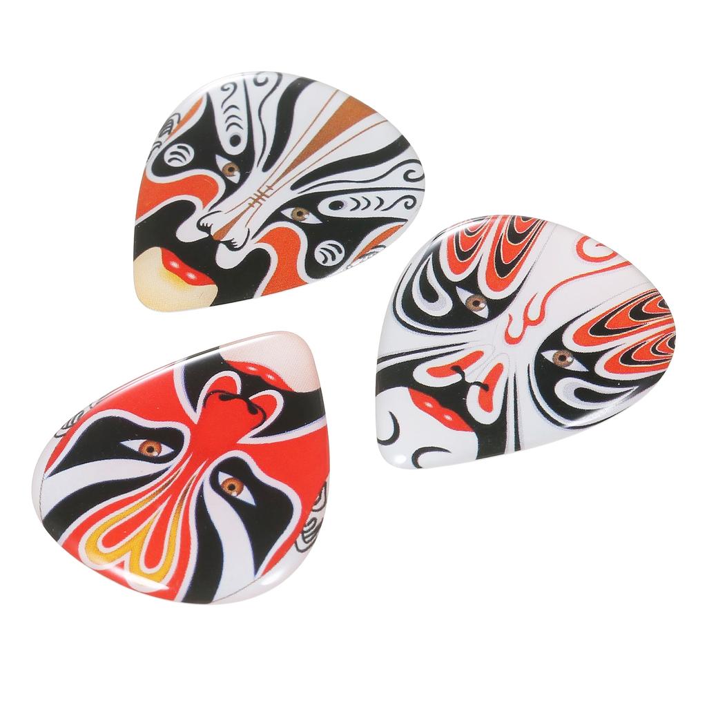 3 pezzi di plettri per chitarra in ABS con maschera dell'opera di Pechino, plettri per dita per ukulele, accessori per strumenti musicali
