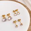 Super flash zircon temperament stud earrings, simple single diamond titanium steel earrings, women's niche two-color optional gifts