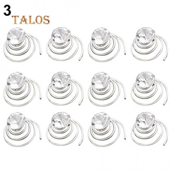 12x Wedding Bridal Hair Pins Crystal Stone Twists Coil Flower Swirl Spiral Hairpins Hairs Trinket
